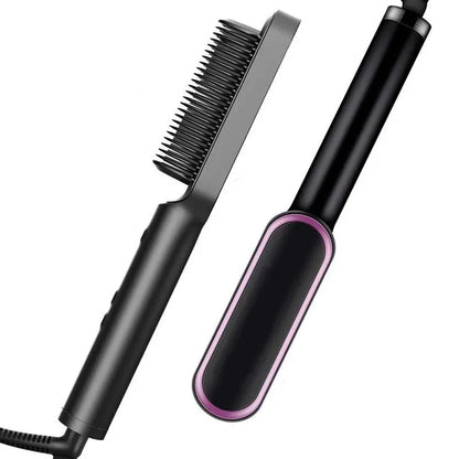 3-in-1 Straightening Brush with Anti-Frizz Technology & Fast Heating