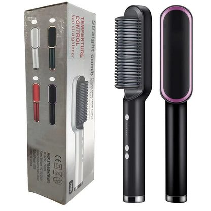 3-in-1 Straightening Brush with Anti-Frizz Technology & Fast Heating