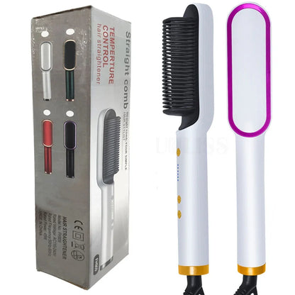 3-in-1 Straightening Brush with Anti-Frizz Technology & Fast Heating