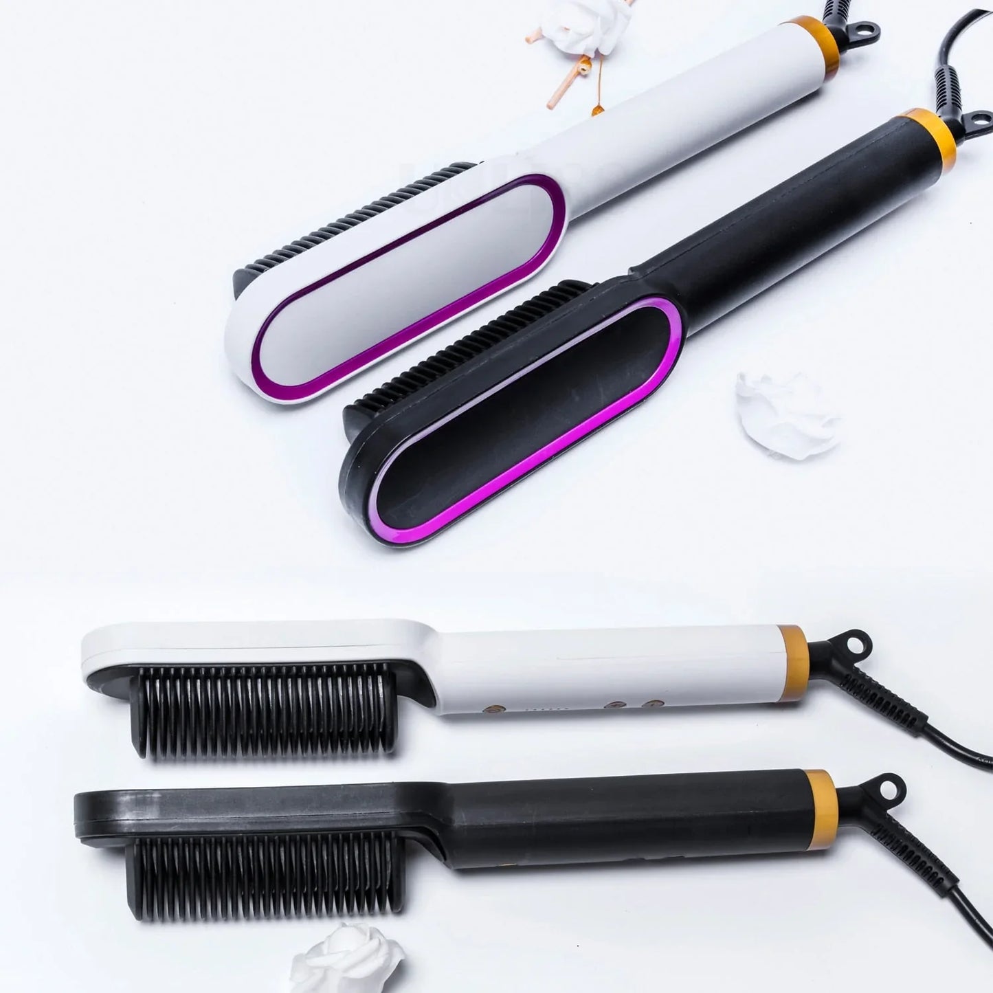 3-in-1 Straightening Brush with Anti-Frizz Technology & Fast Heating